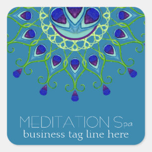 Art Deco Nouveau Peacock Feather Modernes Business Quadratischer Aufkleber