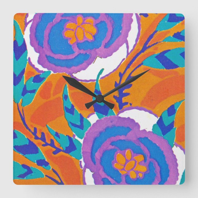 Art Déco Nr. 5 von Seguy in Emporio Moffa Quadratische Wanduhr (Vorderseite)