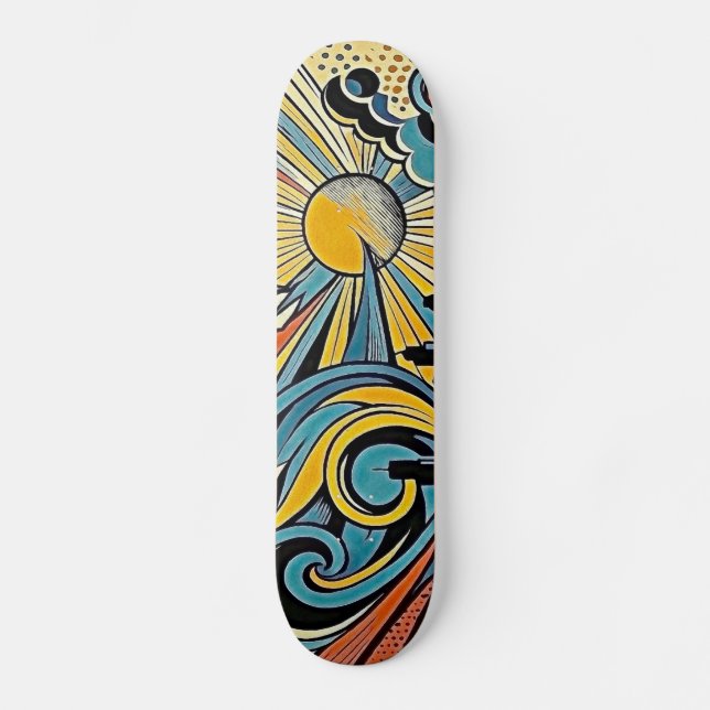 Art Deco Ocean Dreams Skateboard (Vorderseite)