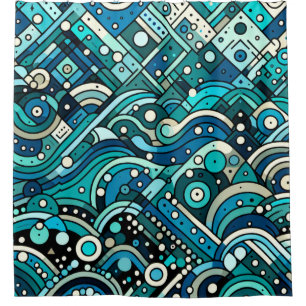 Art Deco Ocean Waves Duschvorhang