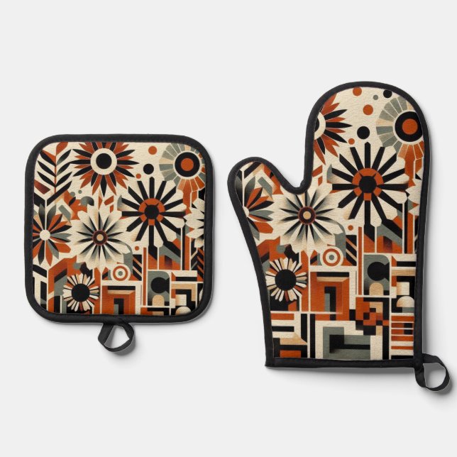 Art Deco Ofenhandschuh & Topflappen-Set (Vorderseite)
