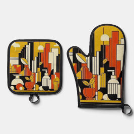 Art Deco Ofenhandschuh & Topflappen-Set