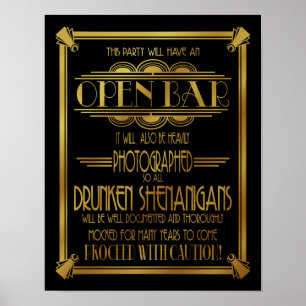 Art Deco offene Bar Gold Hintergrundfarbe ändern Poster