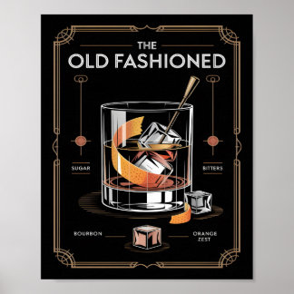 Art Deco Old Fashioned Cocktail Wall Poster