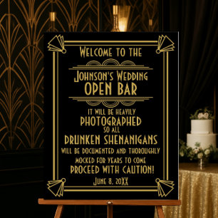 ART Deco Open Bar sign für Gatsby Party der 20er J Poster