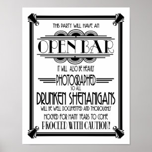 Art Deco Open Bar weiß B/G Farbwechsel Poster