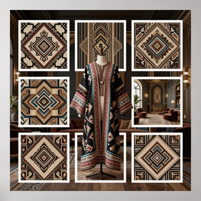 Art Deco Opulence Geometric Patterns V HER_XHU_001 Poster (Vorne)