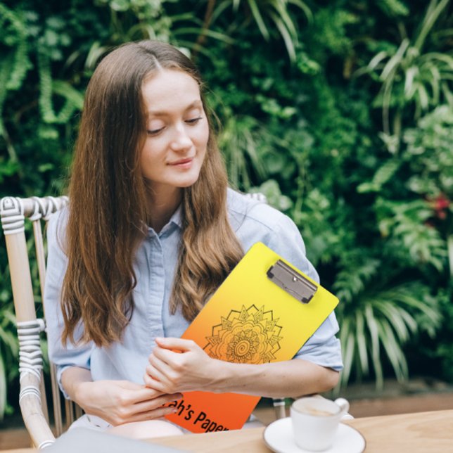 Art Deco Orange Yellow Mandala Klemmbrett (Von Creator hochgeladen)