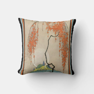 Art Deco Orientale Korallenblüten Kissen