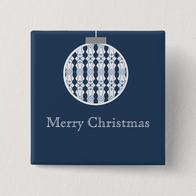 Art Deco Ornament Holday Button, Dunkelblau Button (Vorderseite)