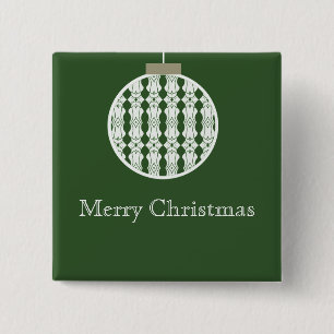 Art Deco Ornament Holday Button, Holly Green Button