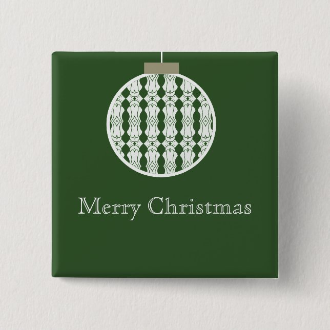 Art Deco Ornament Holday Button, Holly Green Button (Vorderseite)