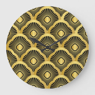 Art Deco Ornament: Nahtloses Vintages Muster Große Wanduhr