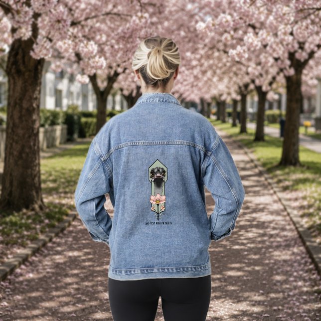 Art Deco Ostrich Blume Green Jeansjacke (Von Creator hochgeladen)