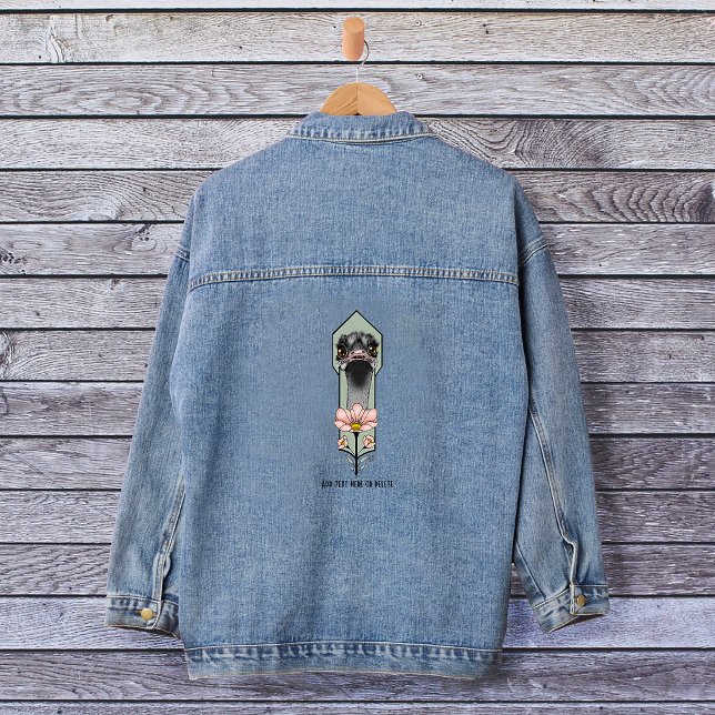 Art Deco Ostrich Blume Green Jeansjacke (Von Creator hochgeladen)