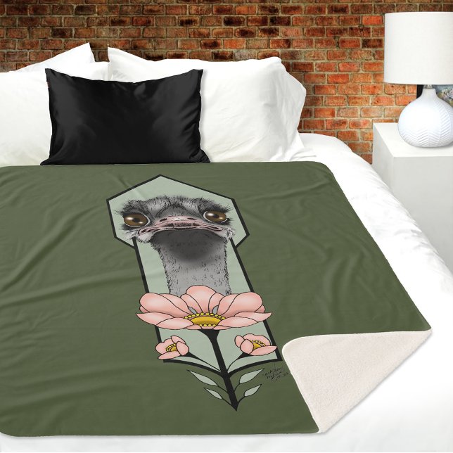 Art Deco Ostrich Blume Green Sherpadecke (Von Creator hochgeladen)