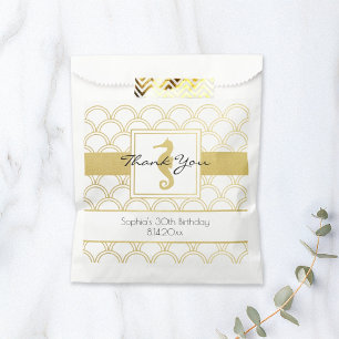 Art Deco-Ozeanwellenmuster Gold Glitter Seepferdch Geschenktütchen