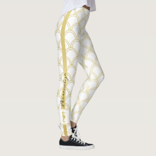 Art Deco-Ozeanwellenmuster Gold Glitter Seepferdch Leggings