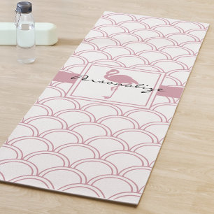 Art Deco Ozeanwellenmuster Rosa Flamingo Yogamatte