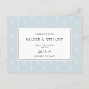 Art Deco Pale Blue Save the Date Postkarte