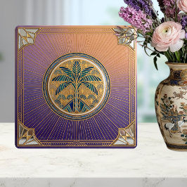 Art Deco Palm Tree Sunrise Gradient Ceramic Tile Fliese