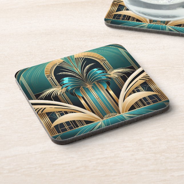 Art Deco Palm Untersetzer - Set von 6 Jahren (Linke Seite)