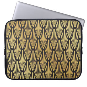 Art Deco Palmen: Schwarzes Gold. Laptopschutzhülle