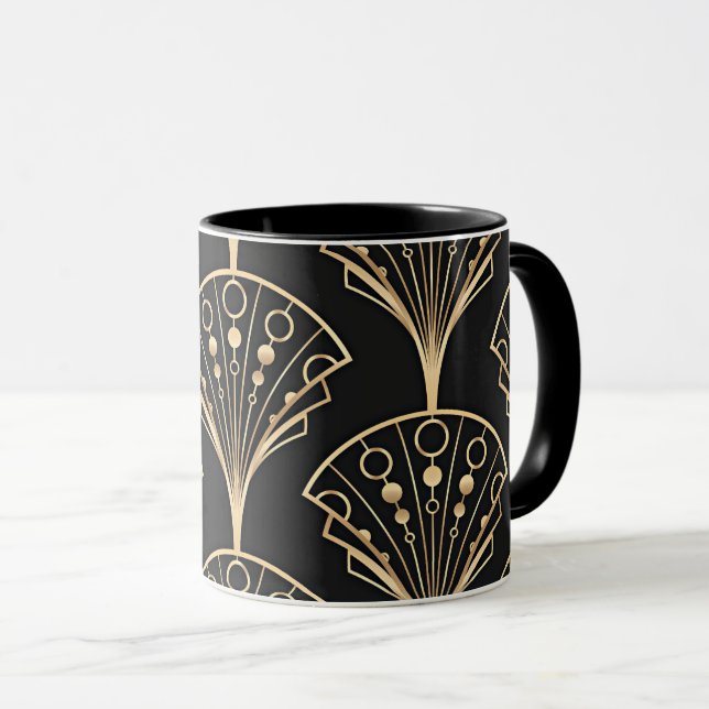 Art Deco Palmette Muster Tasse (VorderseiteRechts)