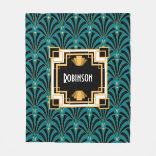 Art Deco Palmetto Monogram Fleecedecke