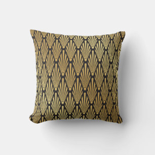 Art Deco Palms: Schwarzes Gold. Kissen