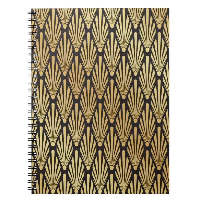 Art Deco Palms: Schwarzes Gold. Notizblock (Vorderseite)
