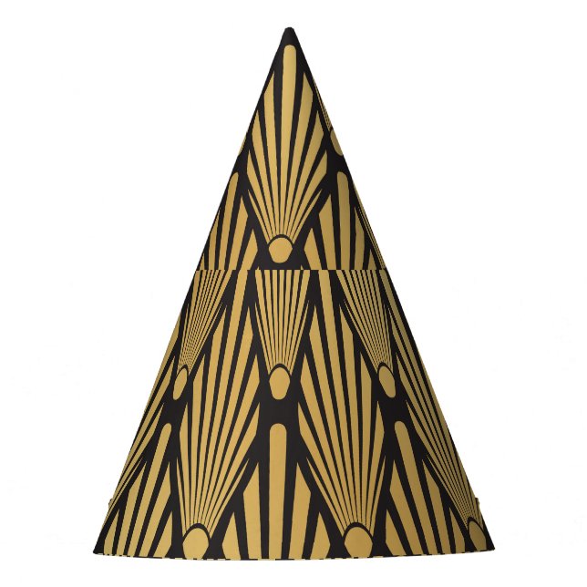 Art Deco Palms: Schwarzes Gold. Partyhütchen (Vorderseite)