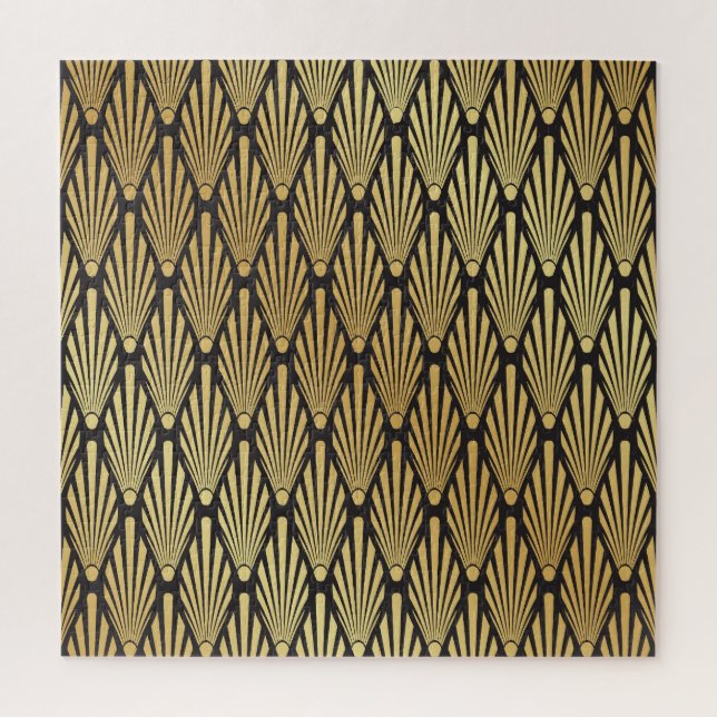 Art Deco Palms: Schwarzes Gold. Puzzle (Vertikal)