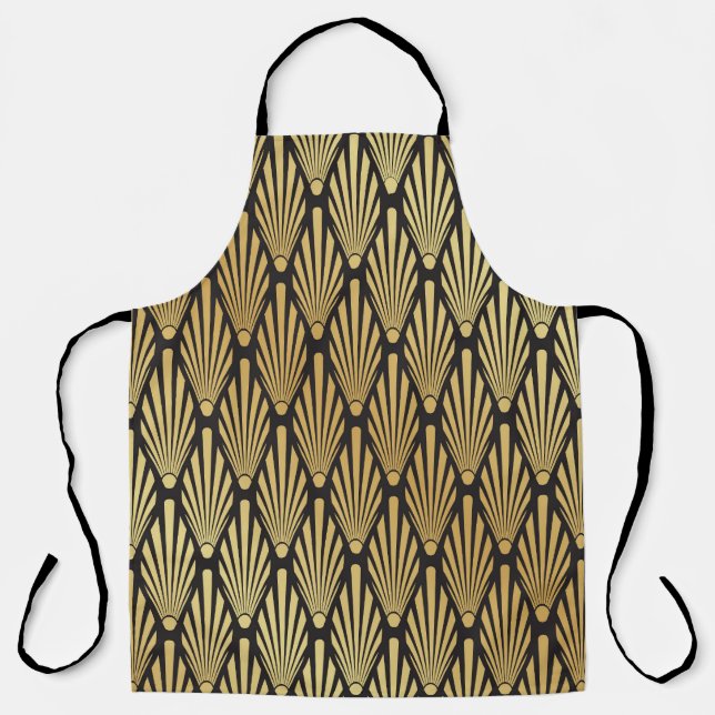 Art Deco Palms: Schwarzes Gold. Schürze (Vorderseite)