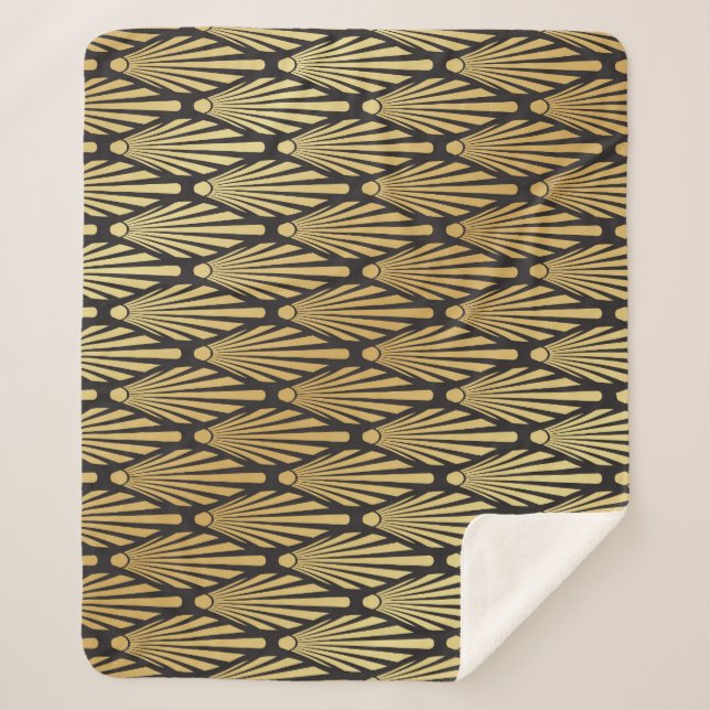 Art Deco Palms: Schwarzes Gold. Sherpadecke (Vorderseite)