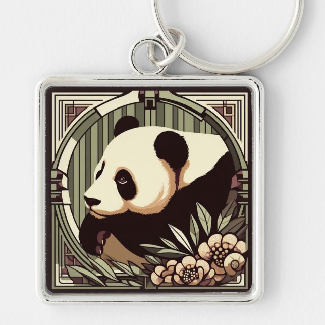 Art Deco Panda Bear Schlüsselanhänger (Vorne)