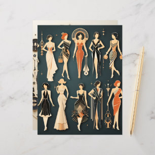 Art Deco Paper Dolls Scrapbook Paper