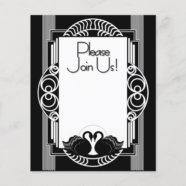 Art Deco Parisian Black and White Swans Flyer (Vorne)
