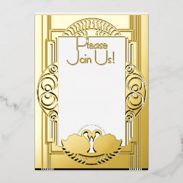 Art Deco Parisian Vintage Swans Folieneinladung