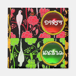 ART DECO PARROS, RED GREEN BLUME DIRTY CLEAN MAGNET