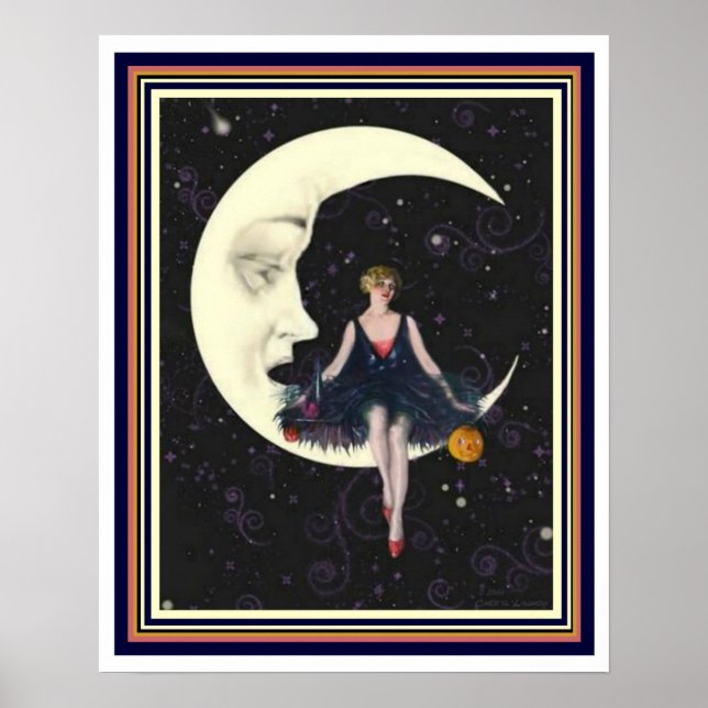 Art Deco "Party on the Moon" 16 x 20 Poster (Vorne)