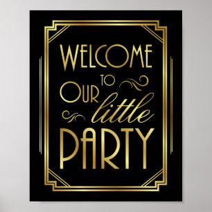 Art Deco PARTY WELCOME Signatur Poster