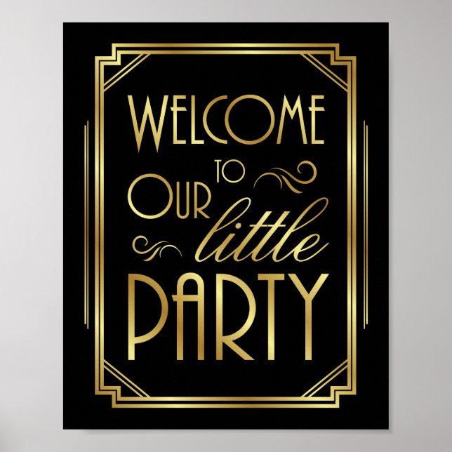 Art Deco PARTY WELCOME Signatur Poster (Vorne)