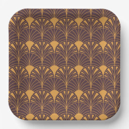 Art Deco pattern with fan-shaped motifs Pappteller