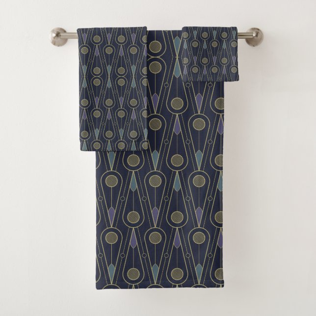 Art Deco pattern with geometric shapes in gold Badhandtuch Set (Insitu)