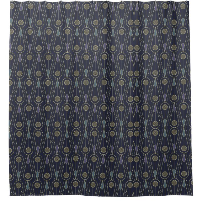 Art Deco pattern with geometric shapes in gold Duschvorhang (Vorderseite)