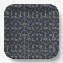 Art Deco pattern with geometric shapes in gold Pappteller