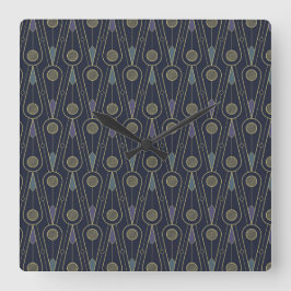 Art Deco pattern with geometric shapes in gold Quadratische Wanduhr