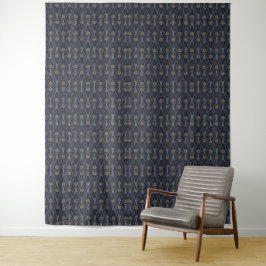 Art Deco pattern with geometric shapes in gold Wandteppich