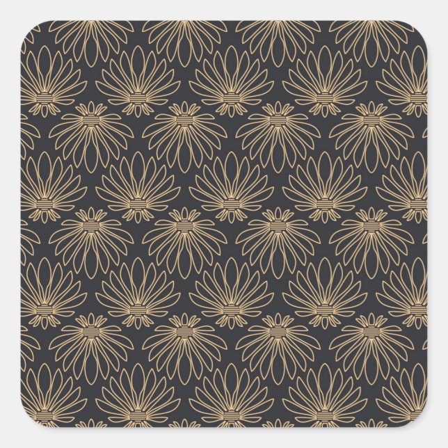 Art Deco pattern with gold floral motifs  Quadratischer Aufkleber (Vorderseite)